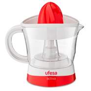Exprimidor Ufesa EX4936 - 25 W, 0,7 L, 2 Conos, Giros en Ambos Sentidos, Blanco, Rojo