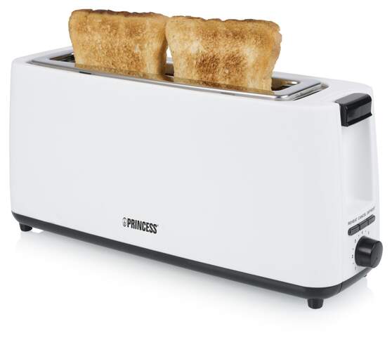 Tostadora Princess Exclusivo - 1 ranura larga, 900 W, Blanca, recalentamiento, descongelado