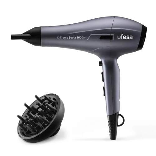 Secador Ufesa X-Treme Boost - 2600W, Función Iónica, 3 Velocidades, 3 Temperaturas, Difusor