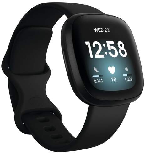 SmartWatch Fitbit Versa 3 Negro - 20 Modos Deporte, Frec. Card&iacute;aca, Asist. Voz, GPS, Notificaciones
