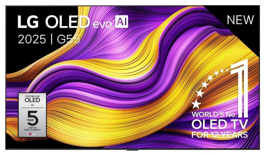 TV LG 55" OLED evo 55G55LW - 4K Ultra HD, Alfa 11, 165 Hz, WebOS 25, Dolby Atmos 60 W, HDR10+