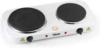 Hornillo Tristar KP6245 - 2 zonas, 2500 W, 15&#39;5 cm + 18&#39;5 cm, Blanco