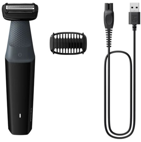 Afeitadora Corporal Philips BG3017/01 - Autonomía 50 min, Carga USB, Lavable, Negro