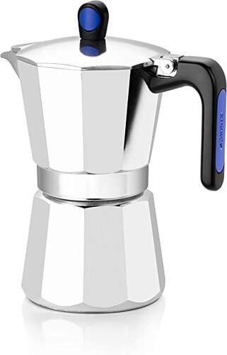 Cafetera Italiana Vitro de 6 tazas aluminio con recubrimiento interior antiadherente monix. induction express 12 cuerpo fondo difusor 12t inox capacidad color 586012