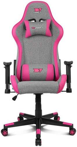 Silla Gaming Drift DR90 Pro Gris/Rosa - Reposabrazos 2D, Pistón Clase 4, Reclinable 135º