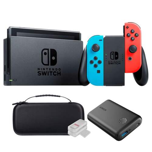 Consola Nintendo Switch Neón Rojo + Batería Extra + Funda - WiFi + BT 4.1, Versión 2