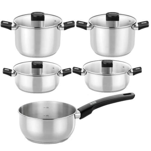Batería De Cocina Monix Elite - 5 Piezas, 4 Tapas, Inox