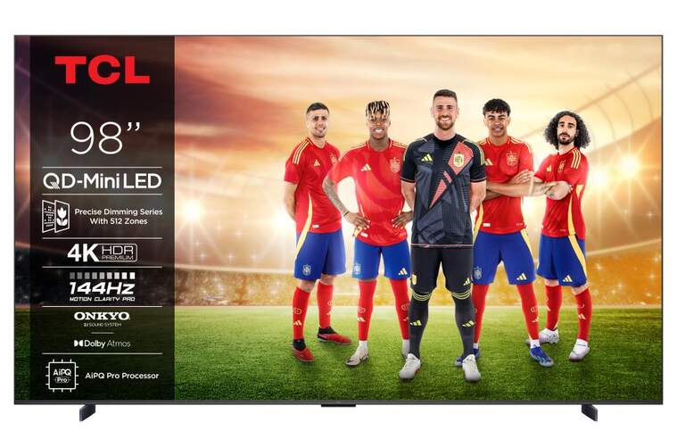 TV TCL 98" MiniLED 98C6K - 4K Ultra HD, Google TV, sonido ONKYO 60 W, 144Hz, HDR10+