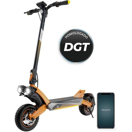 Patinete eléctrico Cecotec Bongo V70 Connected - 800 W, ruedas de 10", 70 km autonomía, gris naranja