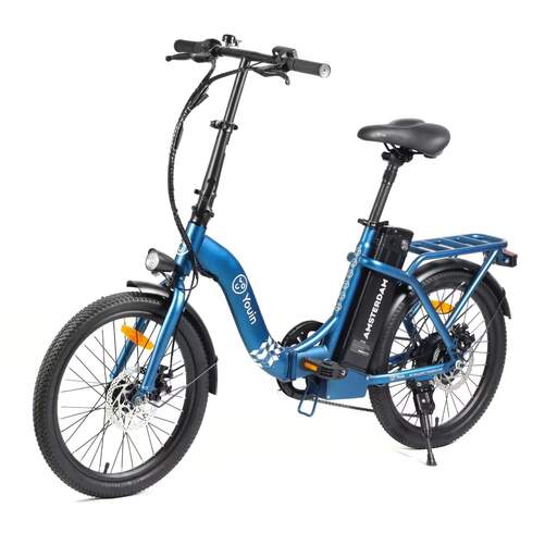 Bicicleta El&eacute;ctrica Youin BK1004 Amsterdam V Azul - Ruedas 20", 250 W, 45 km aut., frenos de disco