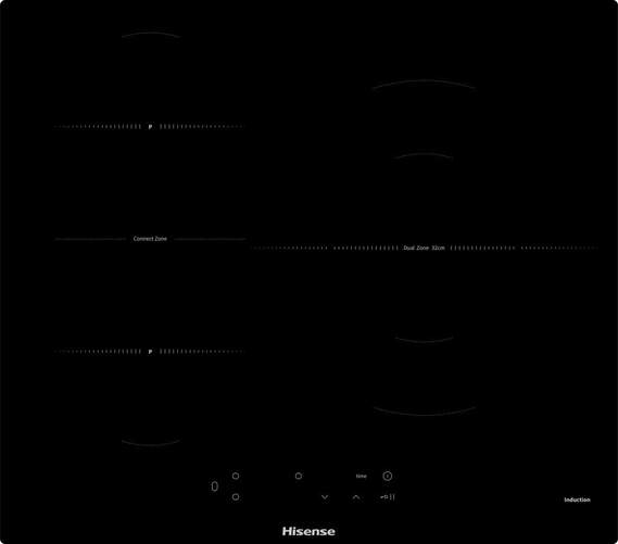 Placa inducción Hisense I6337C - 3 Zonas (Grande 32cm), 60cm, Zona Puente, Rapid Boil, Negra