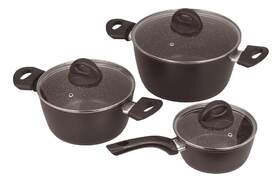 Batería de cocina Jata BC3, set de 3 piezas para inducción - 2 cazuelas y 1 cazo, antiadherente