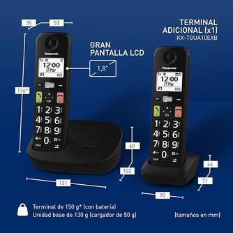 TELEFONO DECT PANASONIC KX-TGU112EXB DUO NEGRO
