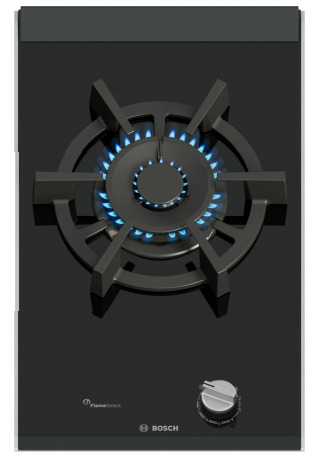 Placa Domin&oacute; Gas Natural Bosch PRA3A6I10 - 1 Fuego, 30 cm, Integrable, 9 Potencias, Negro