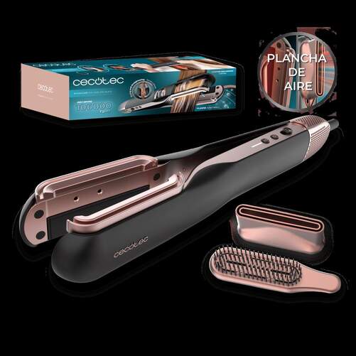 Plancha Pelo Cecotec Air Lisse Aire 100158 - Iónico, Hasta 150º C, 3 Temperaturas, Negro