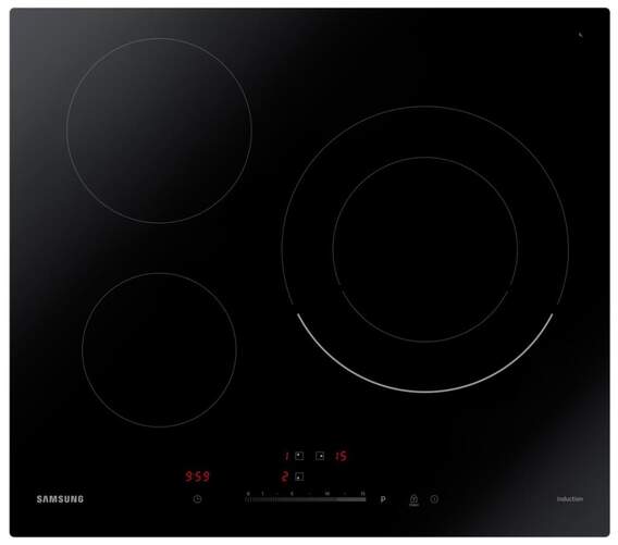 Placa inducci&oacute;n Samsung NZ63R3727BK/UR - 3 Zonas, 15 Potencias, QuickStop, Detec. Recipientes