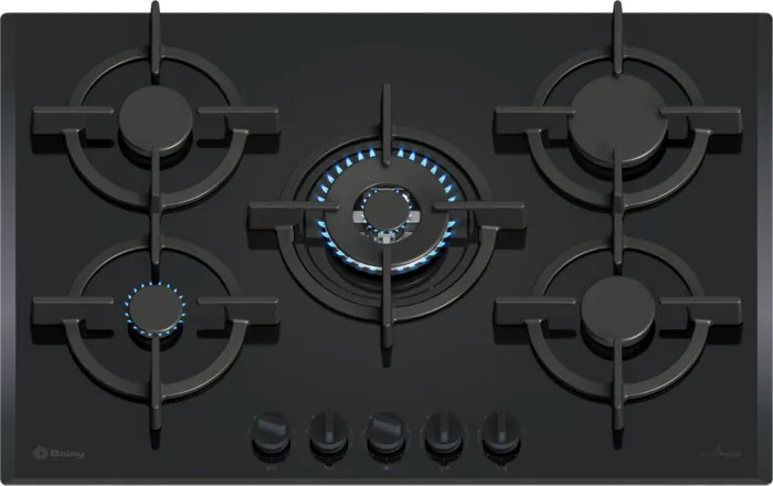 Placa de gas Balay 3ETG676RB - 5 fuegos, 75 cm, Gas natural, quemadores Wok, GasStop