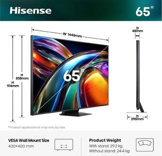 TV HISENSE 65%%%quot; 65UR9S UHD RGBMINILED SMARTTV 170HZ