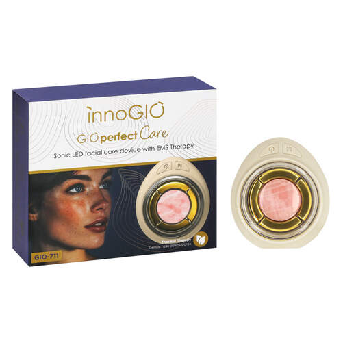 Cepillo facial innoGIO 711 - 4 en 1, terapia con luz LED para aclarar, reafirmar, hidratar y calmar