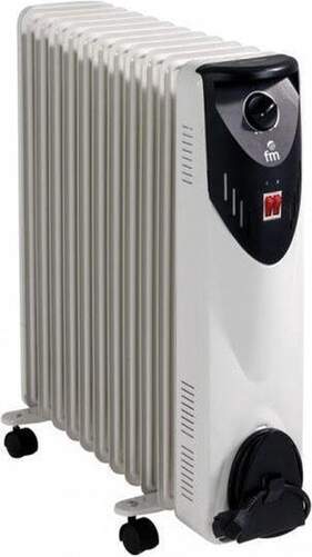Radiador Aceite FM RW-25 - 2500 W, 11 Elementos, Termostato Seguridad, Recogecables