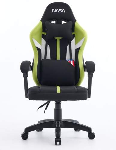 Silla Gaming Nasa Saturn Pro Negro/verde - Ajustable en altura y reposabrazos, espuma alta densidad