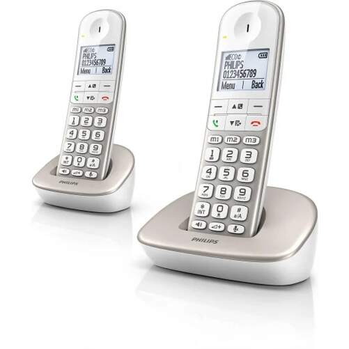 Tel&eacute;fono Inalambrico Philips XL4902S/34 Duo Blanco/gris - 1,9", manos libres, identifica llamadas