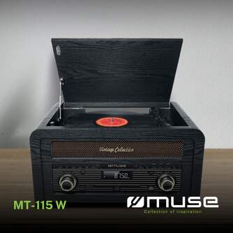 GIRADISCOS ESTEREO MUSE MT-115W MADERA