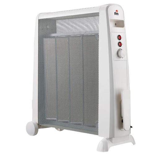 Radiador de mica FM RM-20 - 2000/1000W, Antivuelco, 2 Potencias, Radiación/Convección