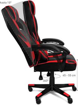 SILLA GAMING PHOENIX TROPHY CUERO PU ROJO/NEGRA