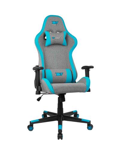 Silla Gaming Drift DR90 Pro Gris/Azul - Reposabrazos 2D, Piston gas clase 4, deslizamiento suave