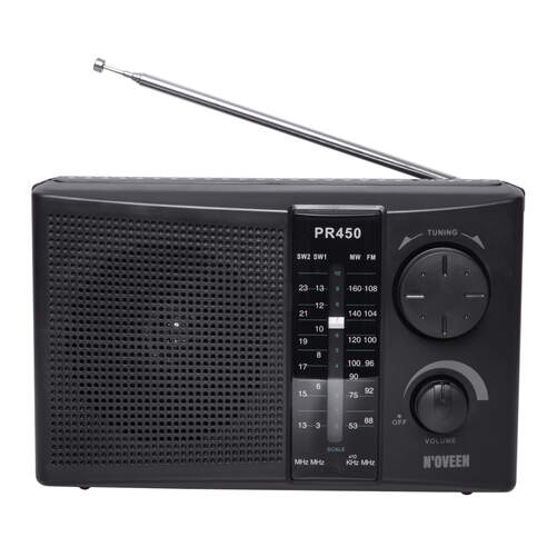Radio portatil Elbe Noveen PR450 - Color negro, alimentacion por red y pilas, antena telescopica