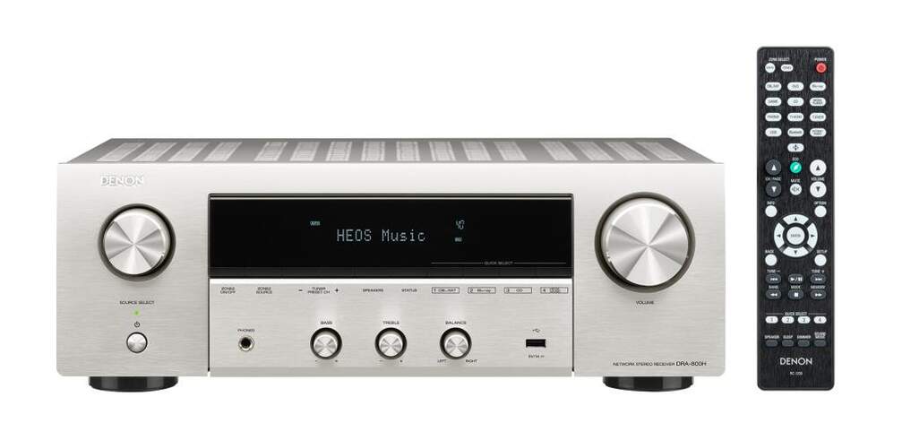 Receptor Denon DRA-800H Silver - 2ch (100W x2), HDMI 4K Ultra HD, WiFi +BT, HEOS, Control Voz