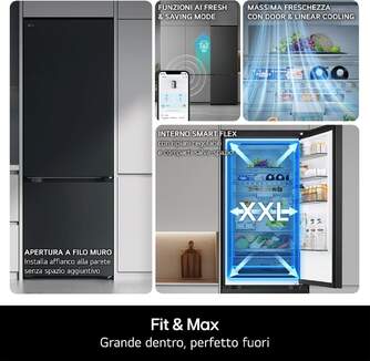 FRICOM. LG GBBS726AEV 203x60 NEGRO METALFRESH