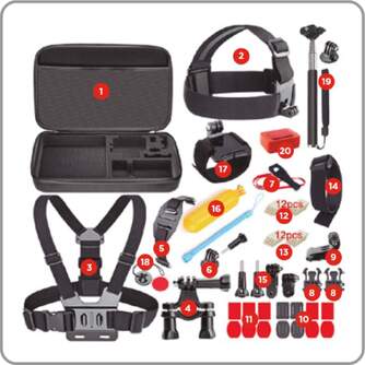 ACCESORIOS SK8 PARA CAMARA DE ACCION 20 EN 1
