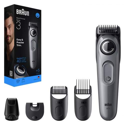 Barbero Braun BT3560 S3 All In - Autonomía 50 min, 6 Accesorios, Corte 0,5-20 mm, Gris