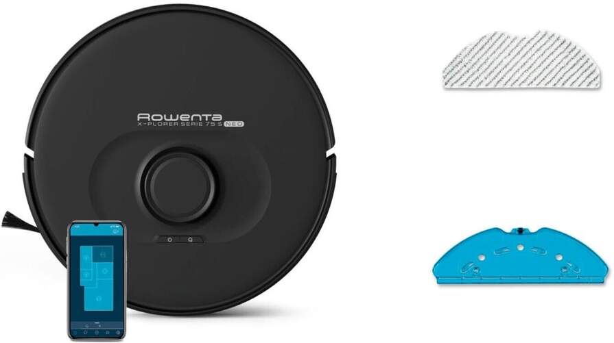 Aspirador Robot Rowenta R85E1 75S+ Neo - Autonomía 120 Min, Motor BLDC, Negro