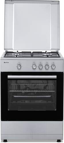 Cocina de gas butano Artica AKF6060W - 60x60cm, 4 Fuegos, Doble Vidrio, FFD (termopar), Inox