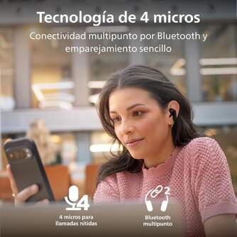 AURICULARES PHILIPS TAT2200BK/00 TWS ANC 36H NEGRO