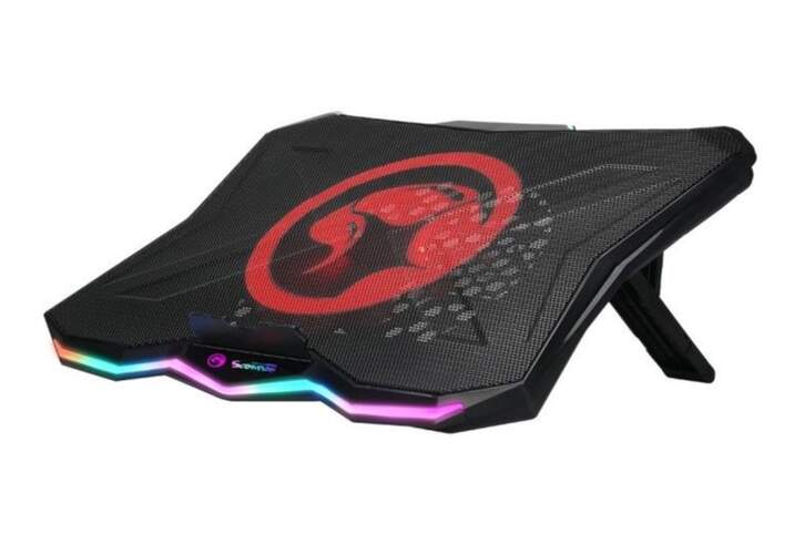 Soporte Scorpion MA-FN40 Cooler - 17", negro y rojo, 2 puertos