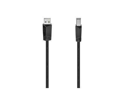 Cable 3 metros Hama 00200603 - De USB-A 2.0 a USB-B, Negro, Velocidad transferencia 480 MB/s