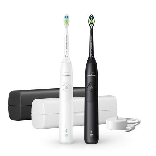 Cepillo Dental Philips HX7109/01 Duo Serie 5300 - 2 Velocidades, Temporizador, Blanco y Negro