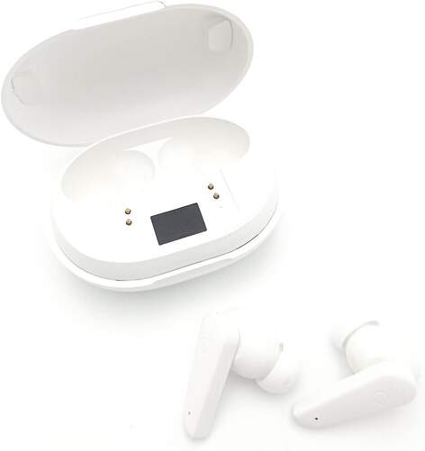 Auriculares Elbe ABTWS005-B - Bluetooth 5.0 con cancelaci&oacute;n de ruido, 3,5 h autonom&iacute;a, blanco