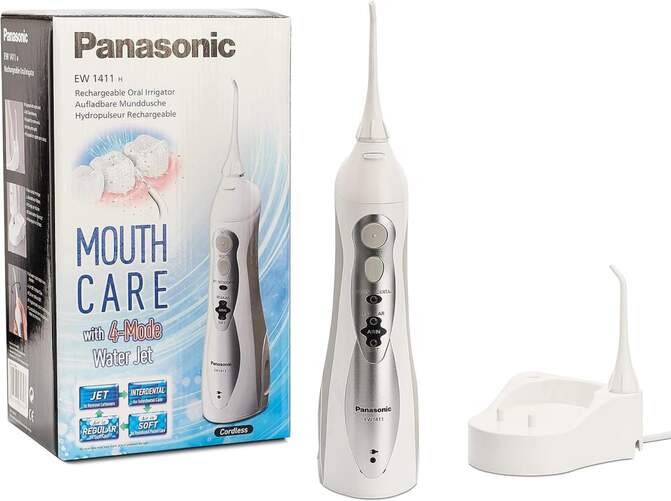 Irrigador Dental Panasonic ew1411h845 con 4 modos limpieza interdental bucal air burbujas agua 3 niveles potencia recargable para aparatos ew1411