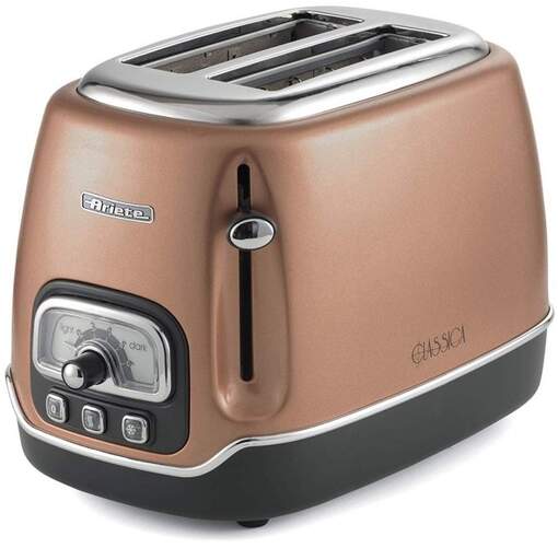 Tostador Ariete Classica 158/38 Cobre - 815W, 2 Ranuras, 6 Niveles de potencia, Recogemigas