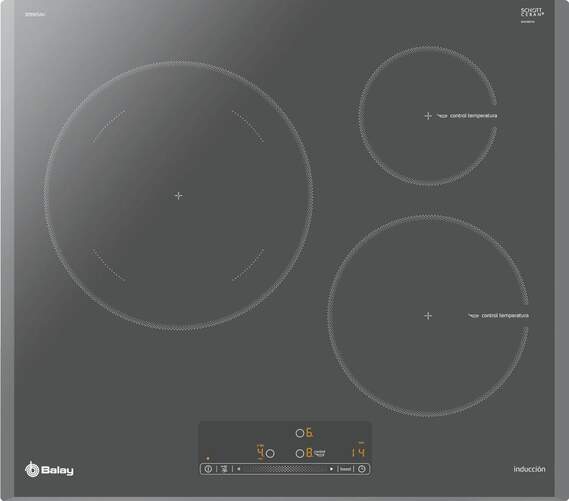 Placa Inducción Balay 3EB965AU - 3 Zonas (1 Gigante 28cm), 17 Niveles, Función Sprint, Color Gris