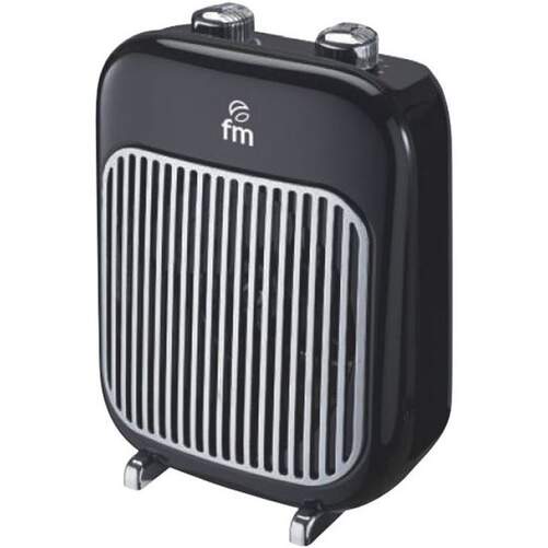 Calefactor FM TR-2000 - 2000W, 2 Potencias, Temp. Regulable, Sistema anti-vuelco, Negro