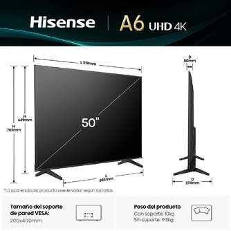 TV HISENSE 50%%%quot; 50A6Q UHD SMART TV DOLBYVISION DTSX