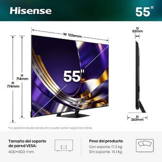 TV HISENSE 55%%%quot; 55U7S PRO UHD MINILED SMARTTV 165HZ