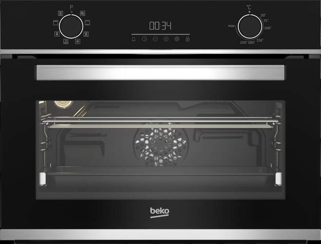 Horno compacto Beko BBCM13300XC - Clase A, 48 L, Inox, Negro