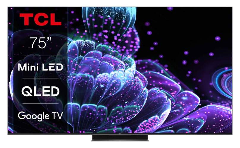 TV 75" MiniLED TCL 75C835 - 4K 144Hz, Quantum Dot, GoogleTV, IMAX, HDR10+, Dolby Vision/Atmos 40W